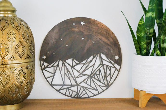 Geometric Mountain - Starry Night - Alpinemetaldesign